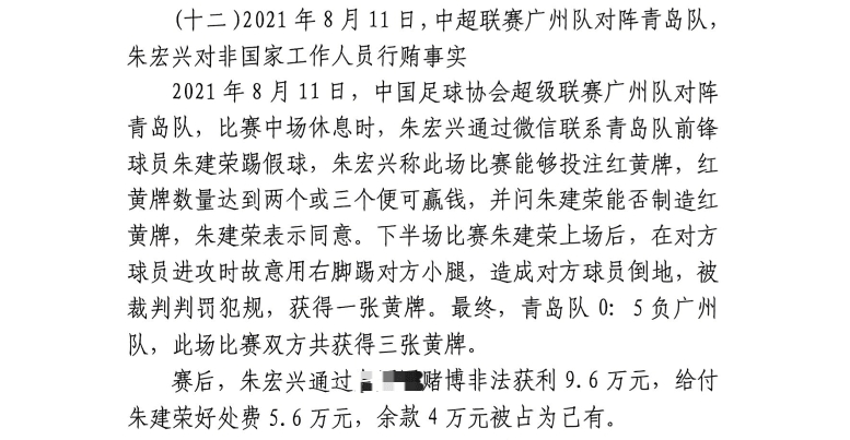 網(wǎng)傳判決書：青島球員朱建榮故意踢對方小腿，染黃收5.6萬好處費(fèi)