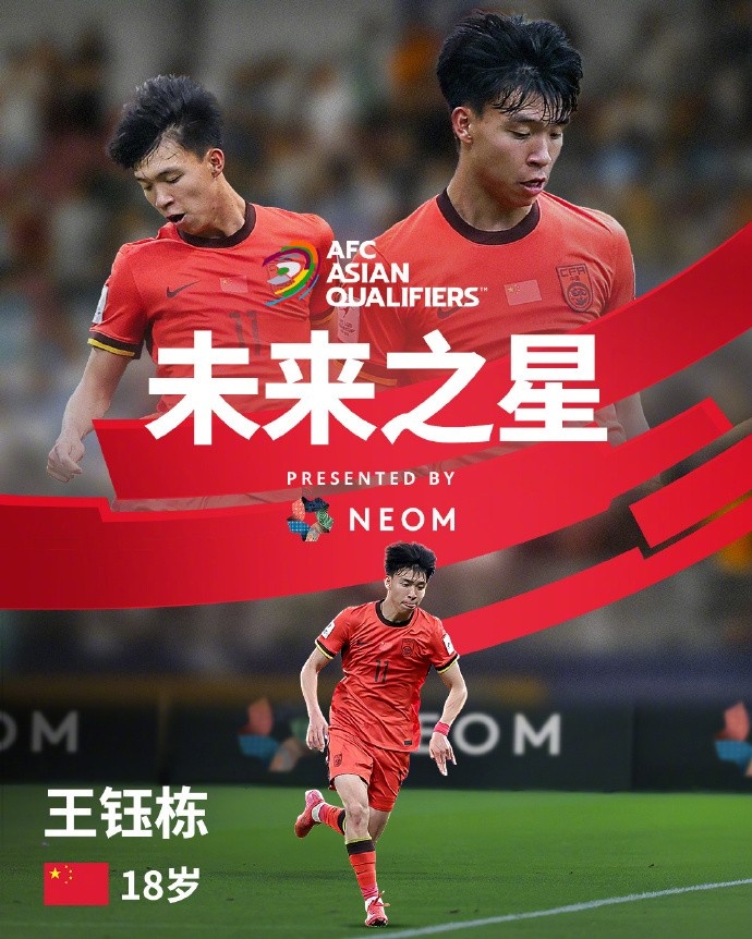 亞洲杯官方社媒發(fā)布王鈺棟個(gè)人海報(bào)：青年軍的旗幟，飄揚(yáng)在前哨